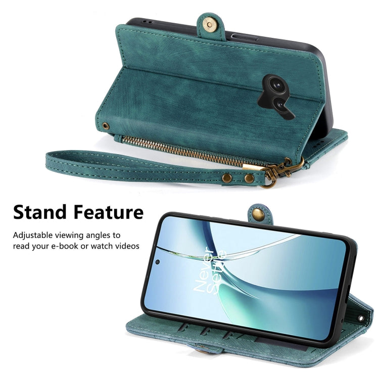For Nothing Phone 2a Plus Geometric Zipper Wallet Side Buckle Leather Phone Case