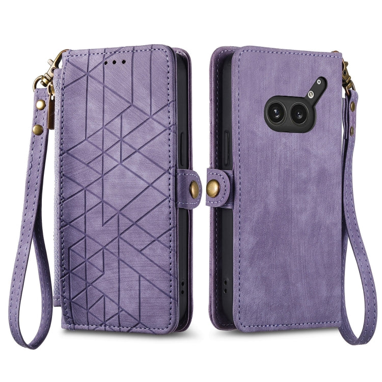 For Nothing Phone 2a Plus Geometric Zipper Wallet Side Buckle Leather Phone Case