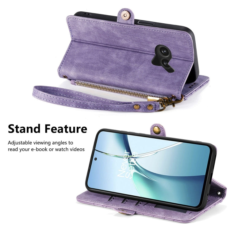 For Nothing Phone 2a Plus Geometric Zipper Wallet Side Buckle Leather Phone Case