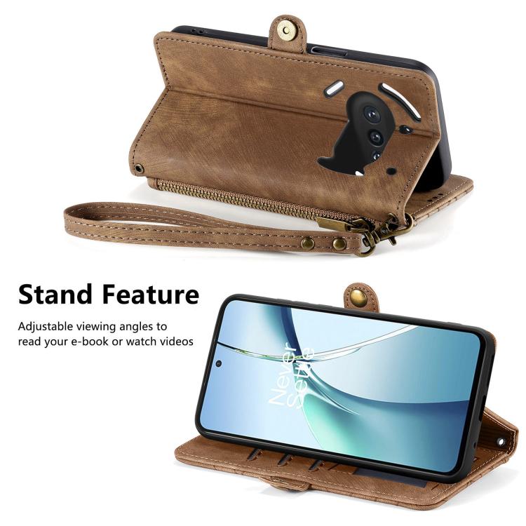 For Nothing Phone 3a Geometric Zipper Wallet Side Buckle Leather Phone Case