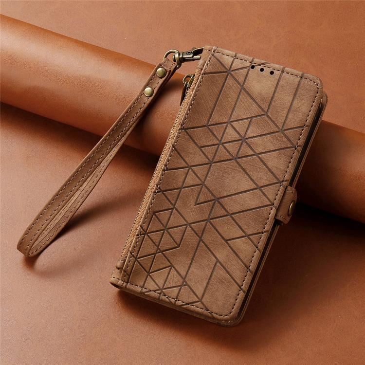 For Nothing Phone 3a Geometric Zipper Wallet Side Buckle Leather Phone Case