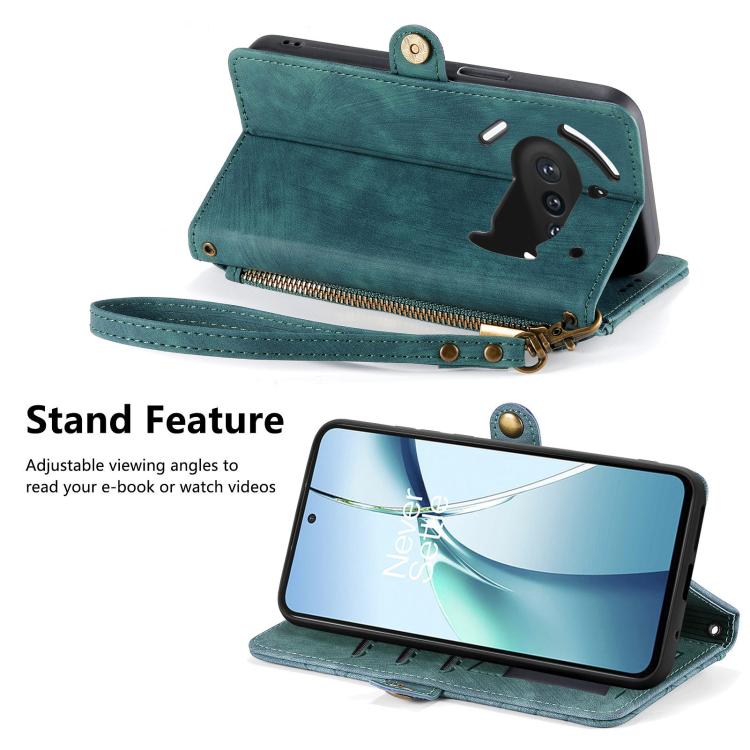 For Nothing Phone 3a Geometric Zipper Wallet Side Buckle Leather Phone Case