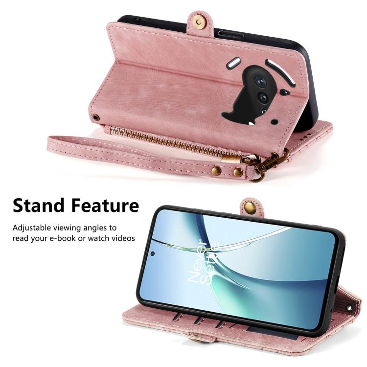 For Nothing Phone 3a Geometric Zipper Wallet Side Buckle Leather Phone Case
