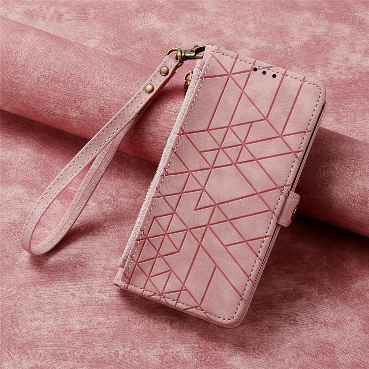 For Nothing Phone 3a Geometric Zipper Wallet Side Buckle Leather Phone Case