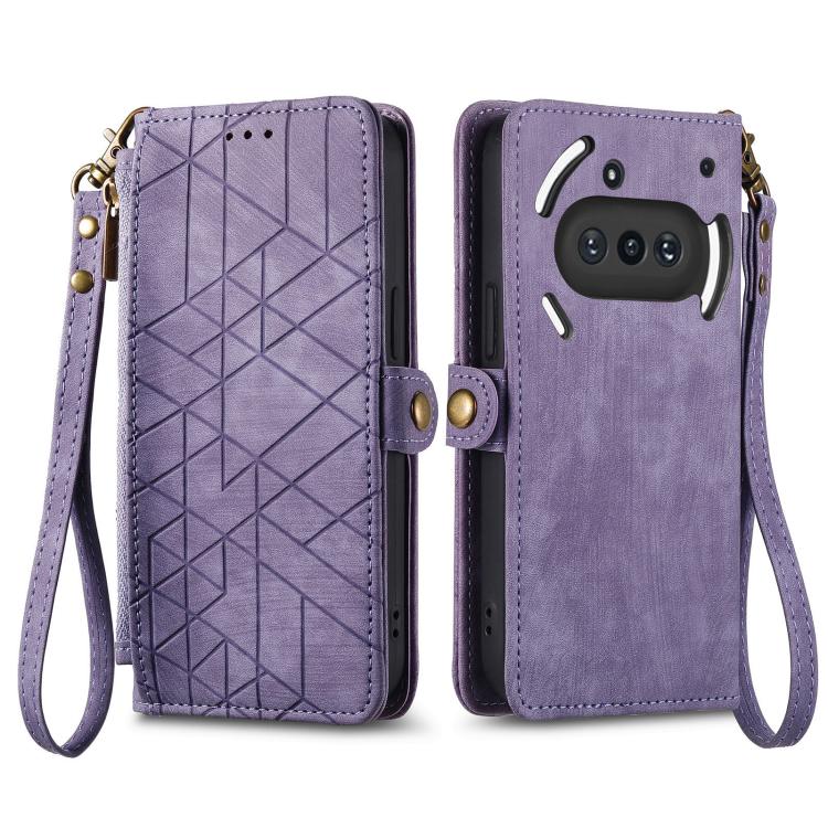 For Nothing Phone 3a Geometric Zipper Wallet Side Buckle Leather Phone Case