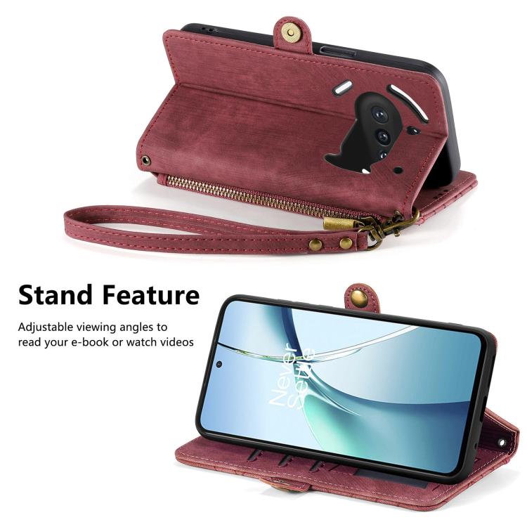 For Nothing Phone 3a Geometric Zipper Wallet Side Buckle Leather Phone Case