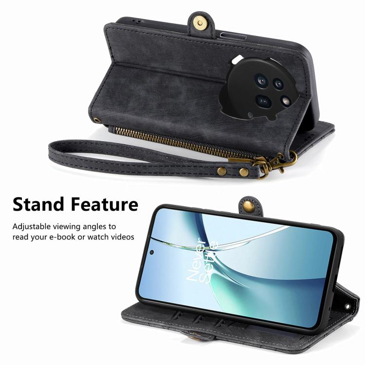 For Nothing Phone 3a Pro Geometric Zipper Wallet Side Buckle Leather Phone Case