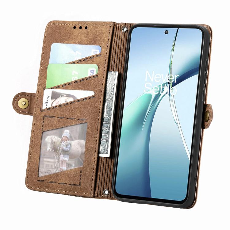 For Nothing Phone 3a Pro Geometric Zipper Wallet Side Buckle Leather Phone Case