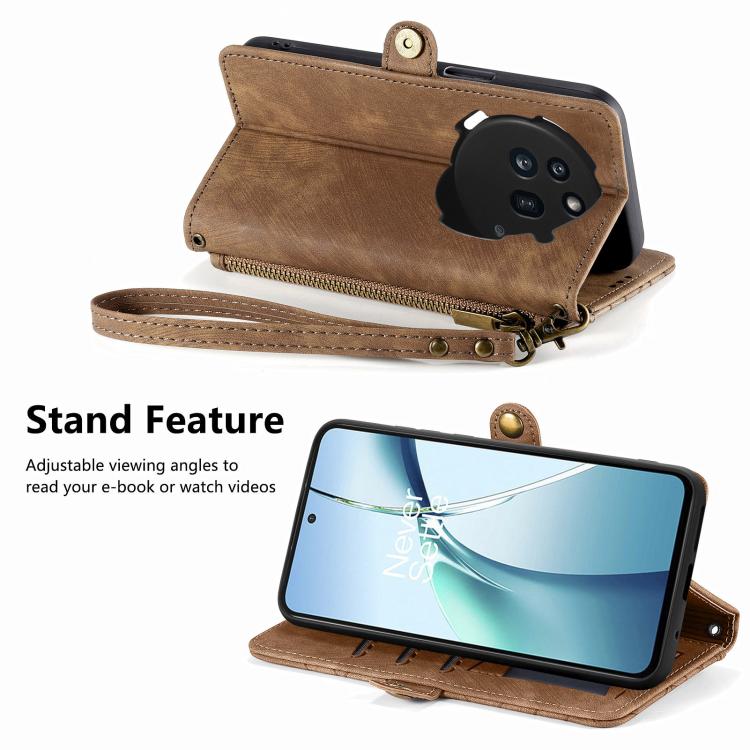 For Nothing Phone 3a Pro Geometric Zipper Wallet Side Buckle Leather Phone Case