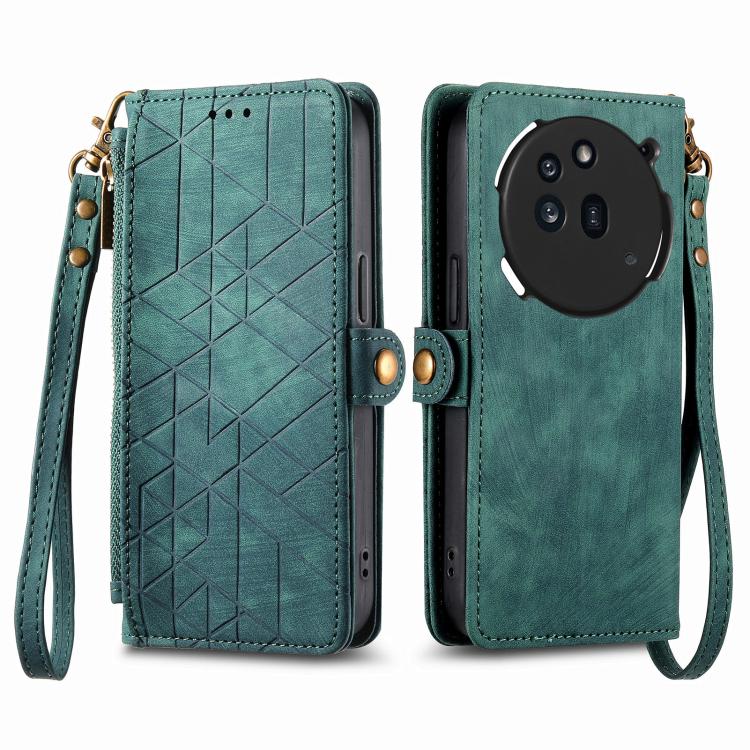 For Nothing Phone 3a Pro Geometric Zipper Wallet Side Buckle Leather Phone Case
