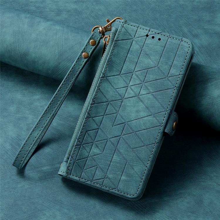 For Nothing Phone 3a Pro Geometric Zipper Wallet Side Buckle Leather Phone Case