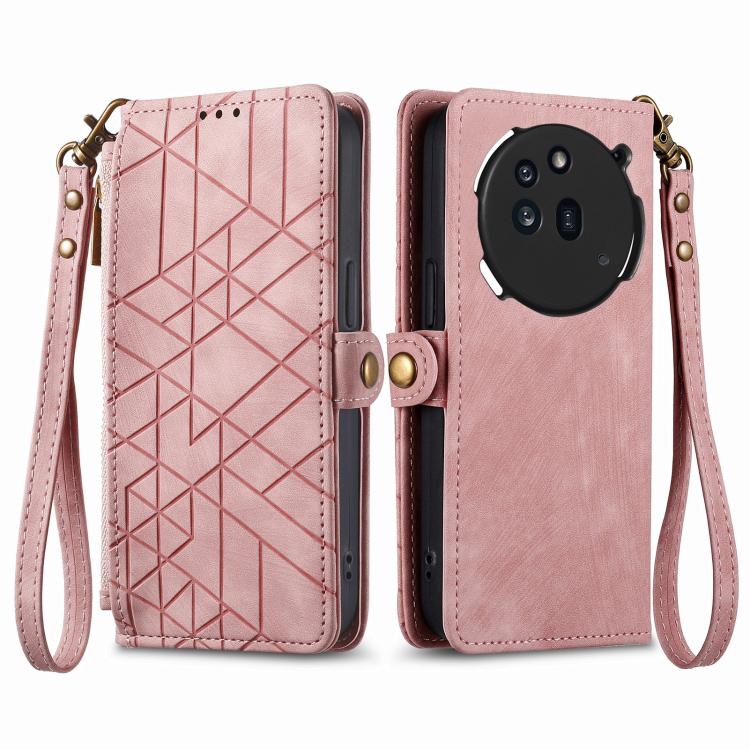 For Nothing Phone 3a Pro Geometric Zipper Wallet Side Buckle Leather Phone Case