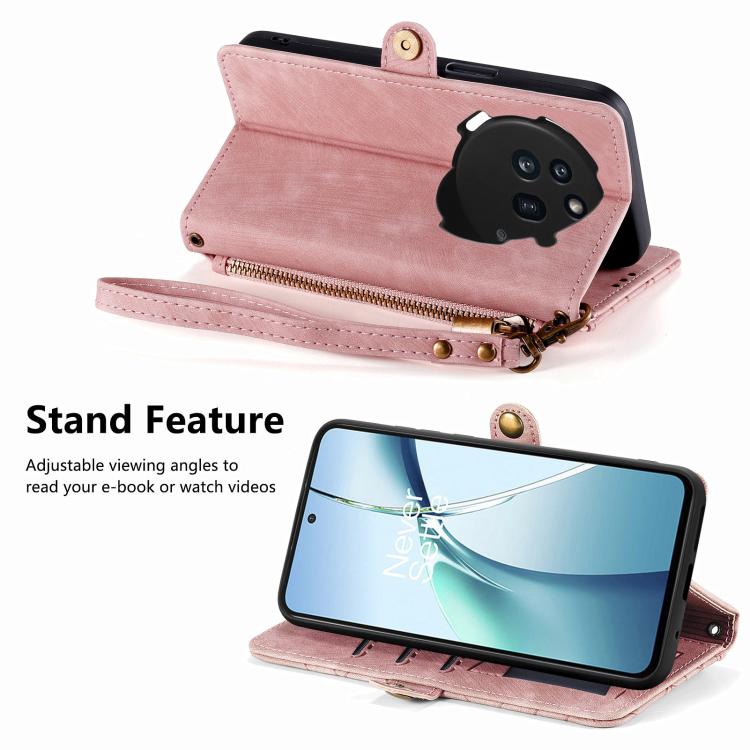 For Nothing Phone 3a Pro Geometric Zipper Wallet Side Buckle Leather Phone Case