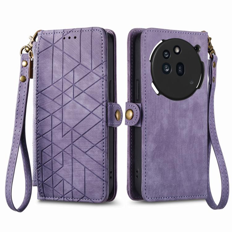 For Nothing Phone 3a Pro Geometric Zipper Wallet Side Buckle Leather Phone Case