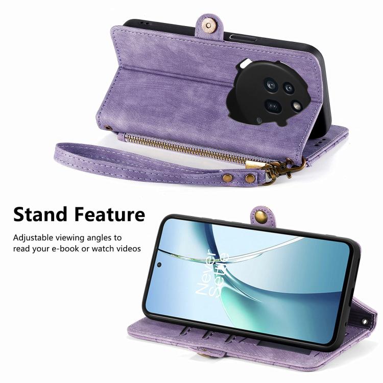 For Nothing Phone 3a Pro Geometric Zipper Wallet Side Buckle Leather Phone Case