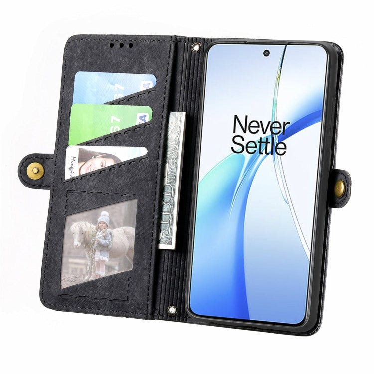 For OnePlus Nord CE 4 Geometric Zipper Wallet Side Buckle Leather Phone Case