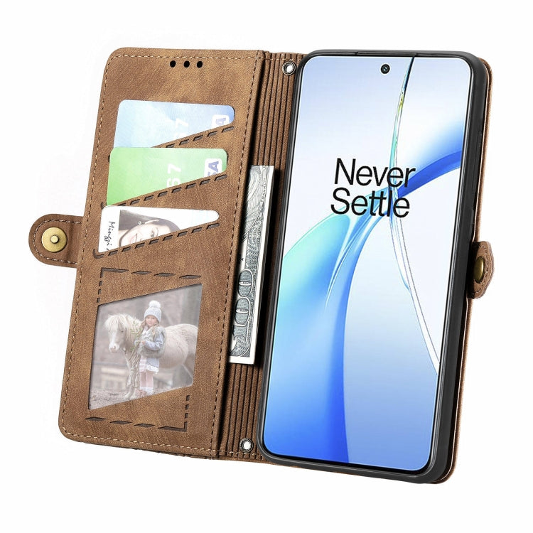 For OnePlus Nord CE 4 Geometric Zipper Wallet Side Buckle Leather Phone Case