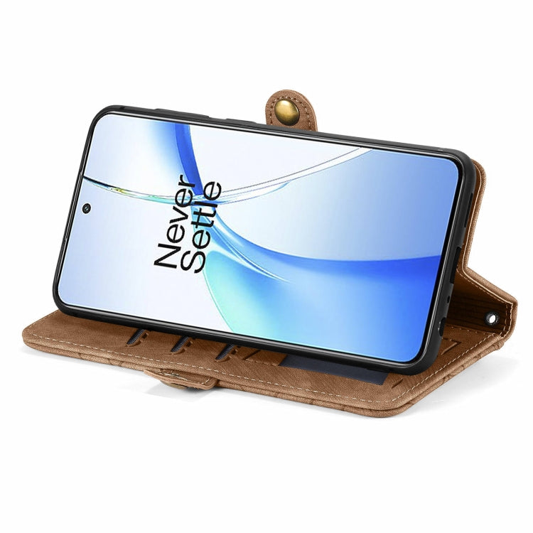 For OnePlus Nord CE 4 Geometric Zipper Wallet Side Buckle Leather Phone Case
