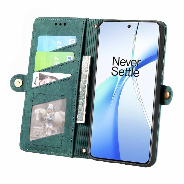 For OnePlus Nord CE 4 Geometric Zipper Wallet Side Buckle Leather Phone Case