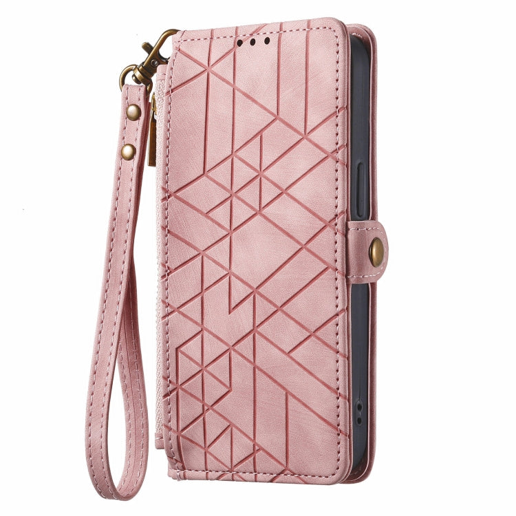 For OnePlus Nord CE 4 Geometric Zipper Wallet Side Buckle Leather Phone Case