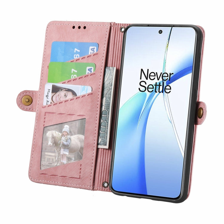 For OnePlus Nord CE 4 Geometric Zipper Wallet Side Buckle Leather Phone Case