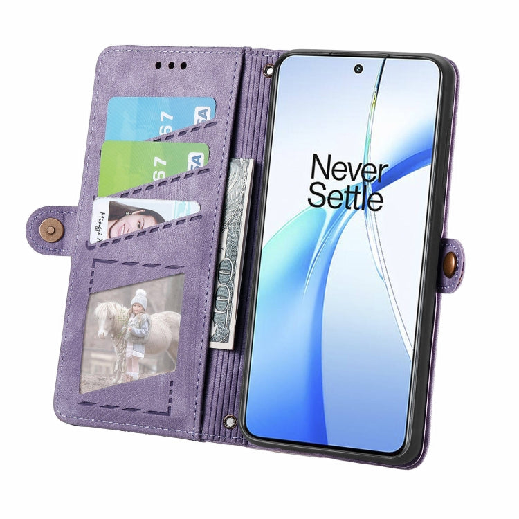 For OnePlus Nord CE 4 Geometric Zipper Wallet Side Buckle Leather Phone Case