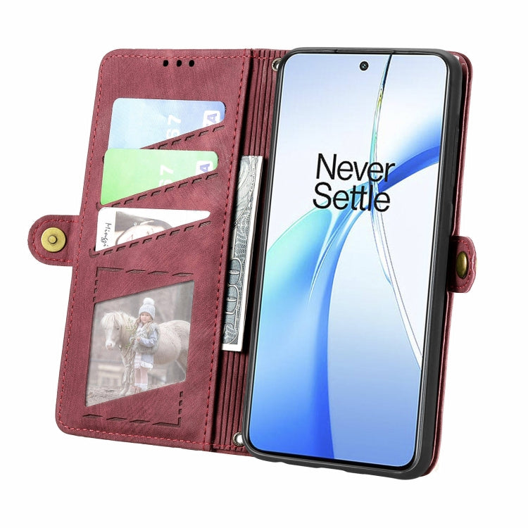 For OnePlus Nord CE 4 Geometric Zipper Wallet Side Buckle Leather Phone Case
