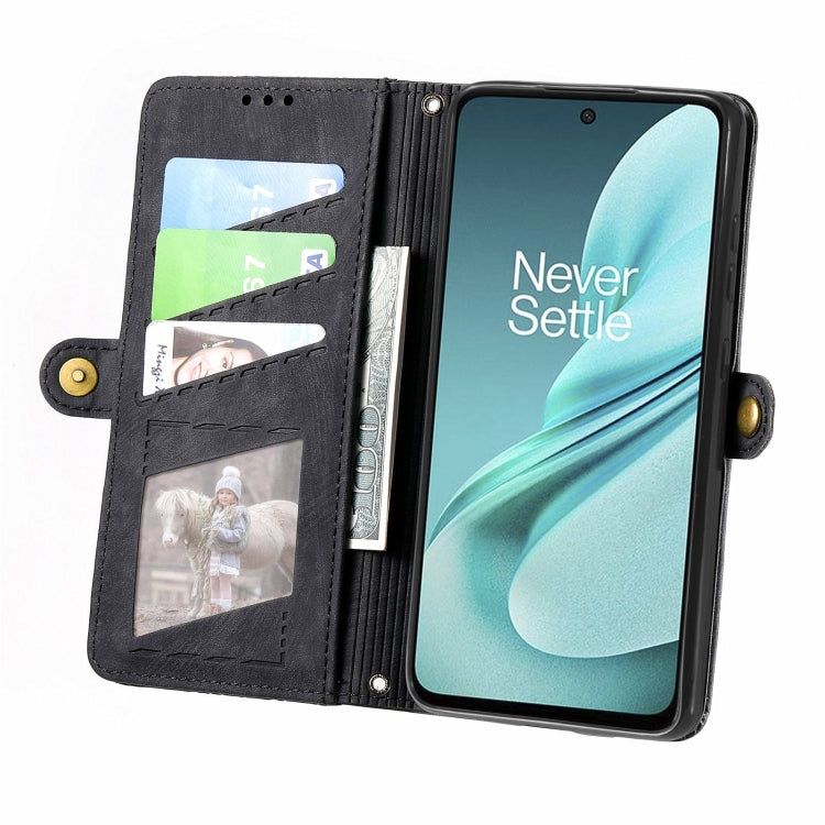 For OnePlus Nord N30 SE Geometric Zipper Wallet Side Buckle Leather Phone Case