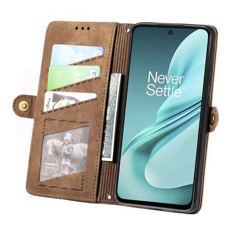 For OnePlus Nord N30 SE Geometric Zipper Wallet Side Buckle Leather Phone Case