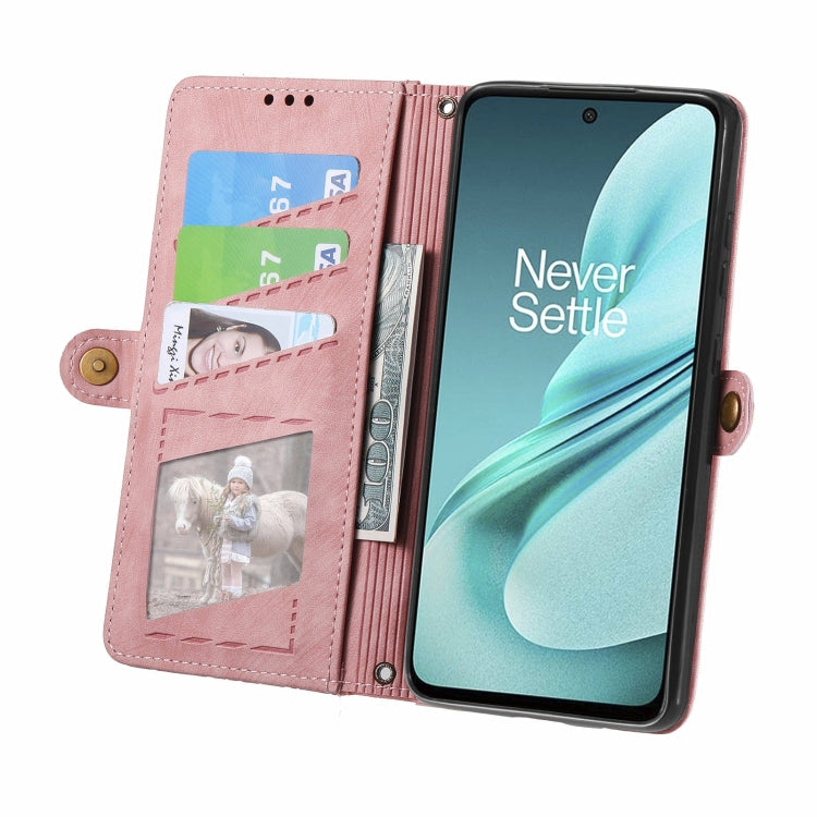 For OnePlus Nord N30 SE Geometric Zipper Wallet Side Buckle Leather Phone Case