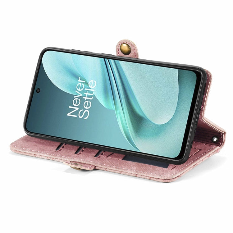 For OnePlus Nord N30 SE Geometric Zipper Wallet Side Buckle Leather Phone Case