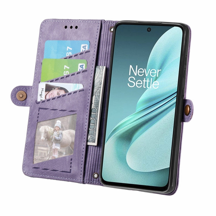 For OnePlus Nord N30 SE Geometric Zipper Wallet Side Buckle Leather Phone Case