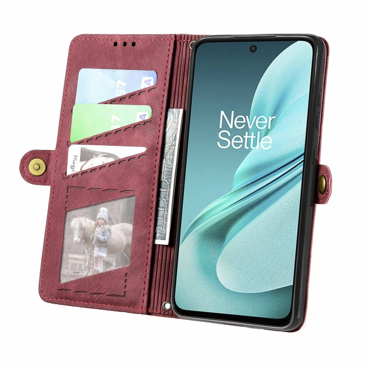 For OnePlus Nord N30 SE Geometric Zipper Wallet Side Buckle Leather Phone Case