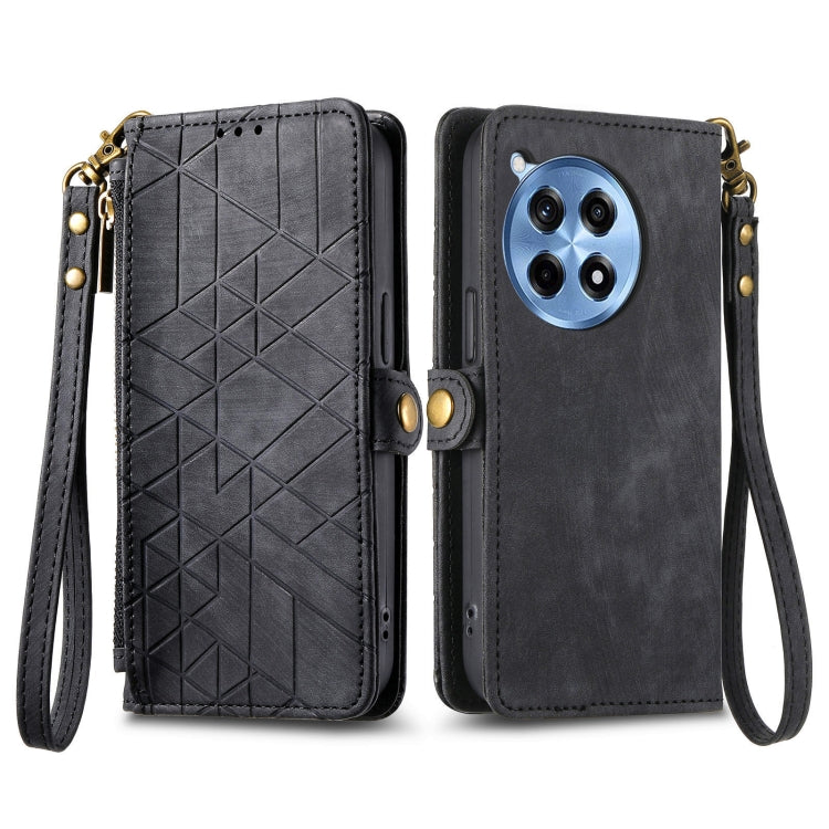 For OnePlus Ace 3 Pro Geometric Zipper Wallet Side Buckle Leather Phone Case