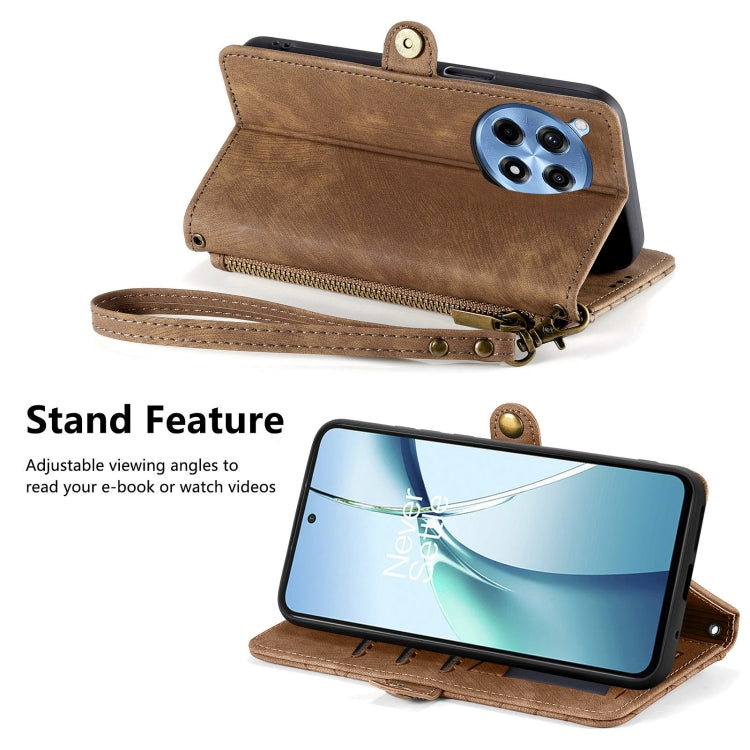 For OnePlus Ace 3 Pro Geometric Zipper Wallet Side Buckle Leather Phone Case