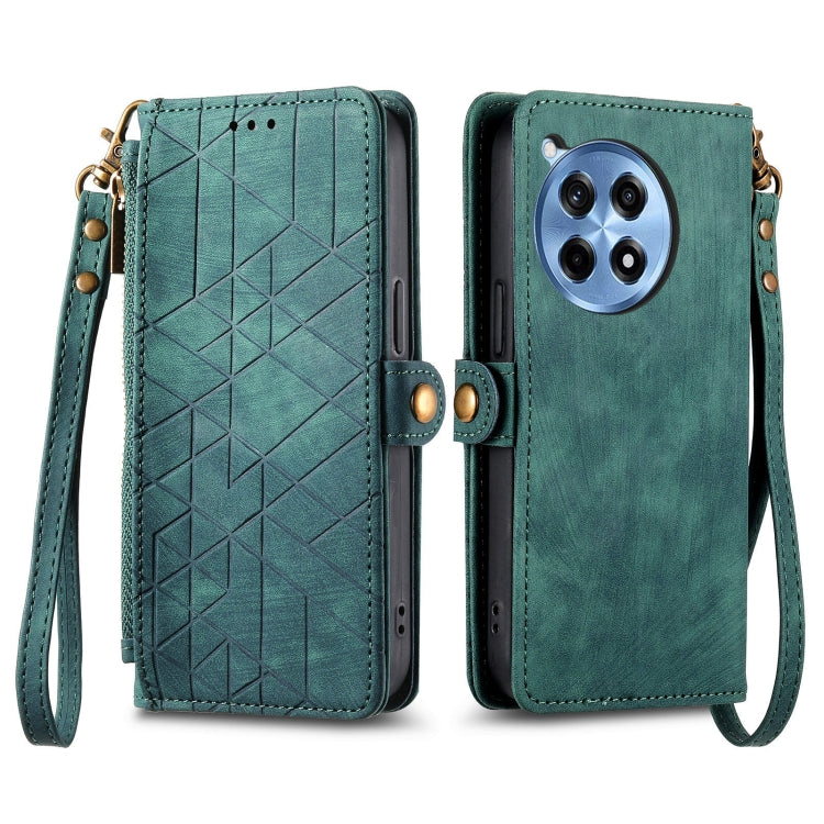 For OnePlus Ace 3 Pro Geometric Zipper Wallet Side Buckle Leather Phone Case