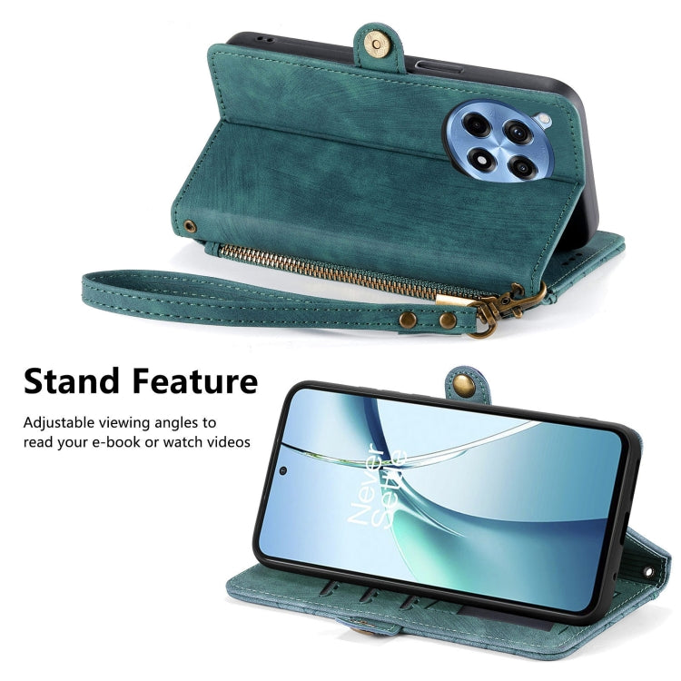 For OnePlus Ace 3 Pro Geometric Zipper Wallet Side Buckle Leather Phone Case