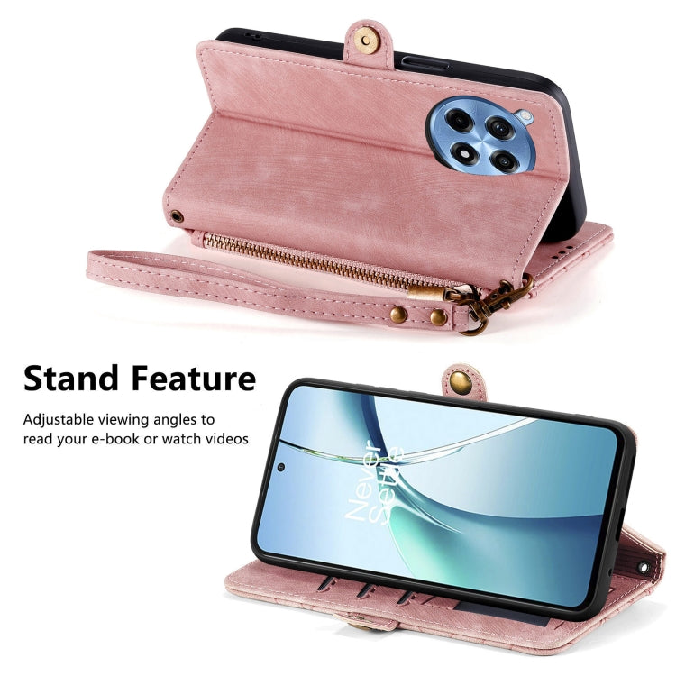 For OnePlus Ace 3 Pro Geometric Zipper Wallet Side Buckle Leather Phone Case