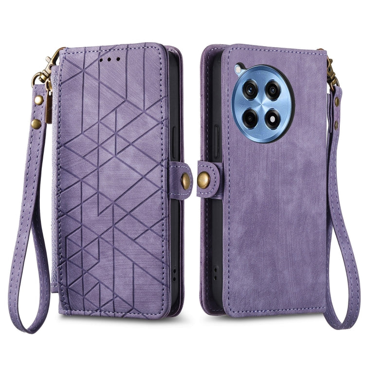 For OnePlus Ace 3 Pro Geometric Zipper Wallet Side Buckle Leather Phone Case