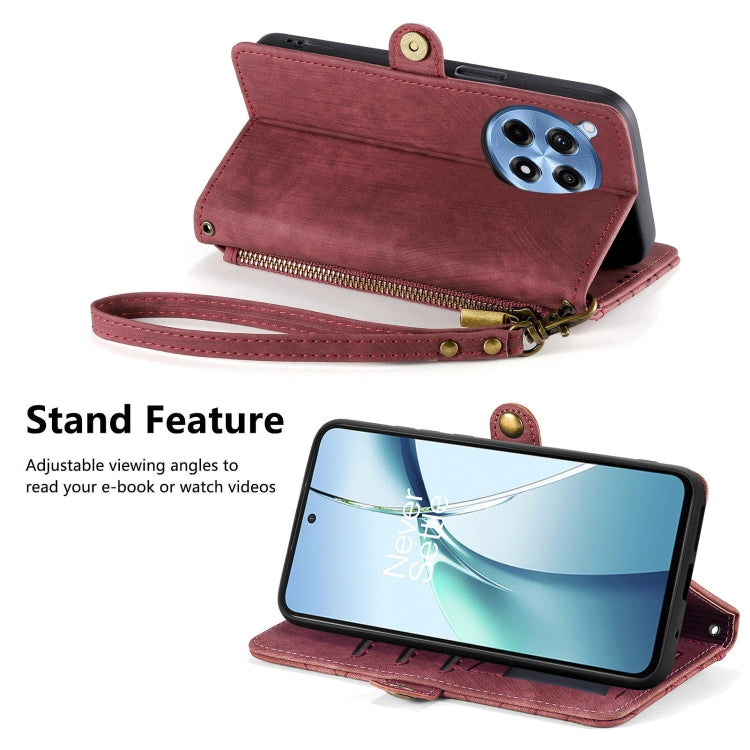 For OnePlus Ace 3 Pro Geometric Zipper Wallet Side Buckle Leather Phone Case