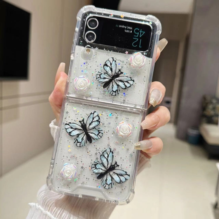 For Samsung Galaxy Z Flip4 Three-dimensional Butterfly Glitter TPU  Phone Case