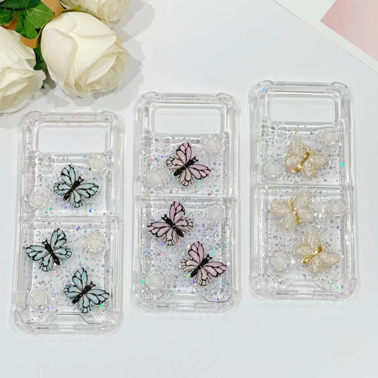 For Samsung Galaxy Z Flip4 Three-dimensional Butterfly Glitter TPU  Phone Case
