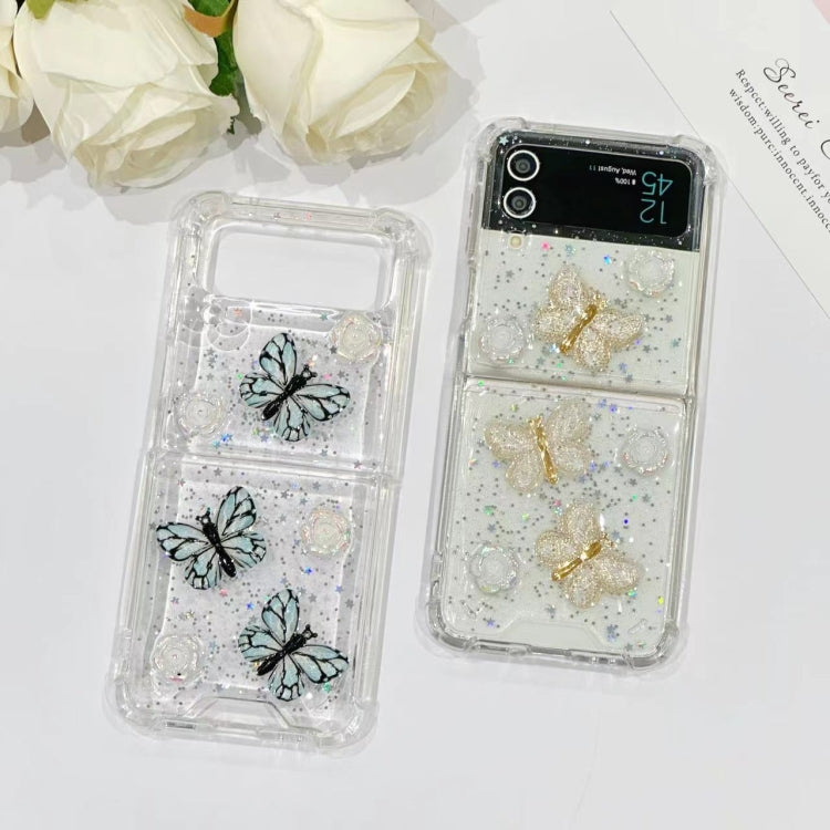For Samsung Galaxy Z Flip4 Three-dimensional Butterfly Glitter TPU  Phone Case