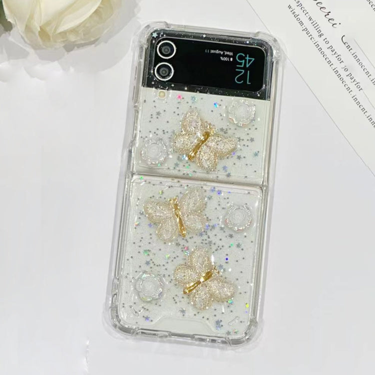 For Samsung Galaxy Z Flip4 Three-dimensional Butterfly Glitter TPU  Phone Case