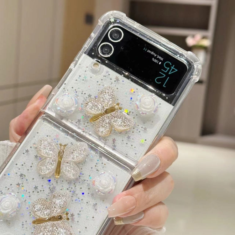 For Samsung Galaxy Z Flip4 Three-dimensional Butterfly Glitter TPU  Phone Case