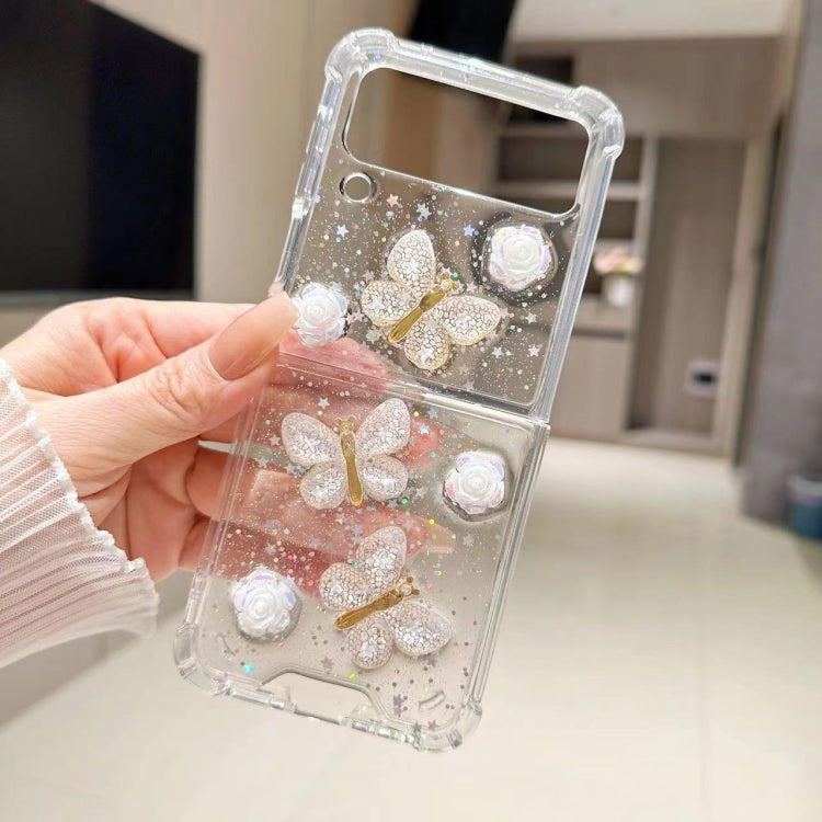 For Samsung Galaxy Z Flip3 Three-dimensional Butterfly Glitter TPU  Phone Case