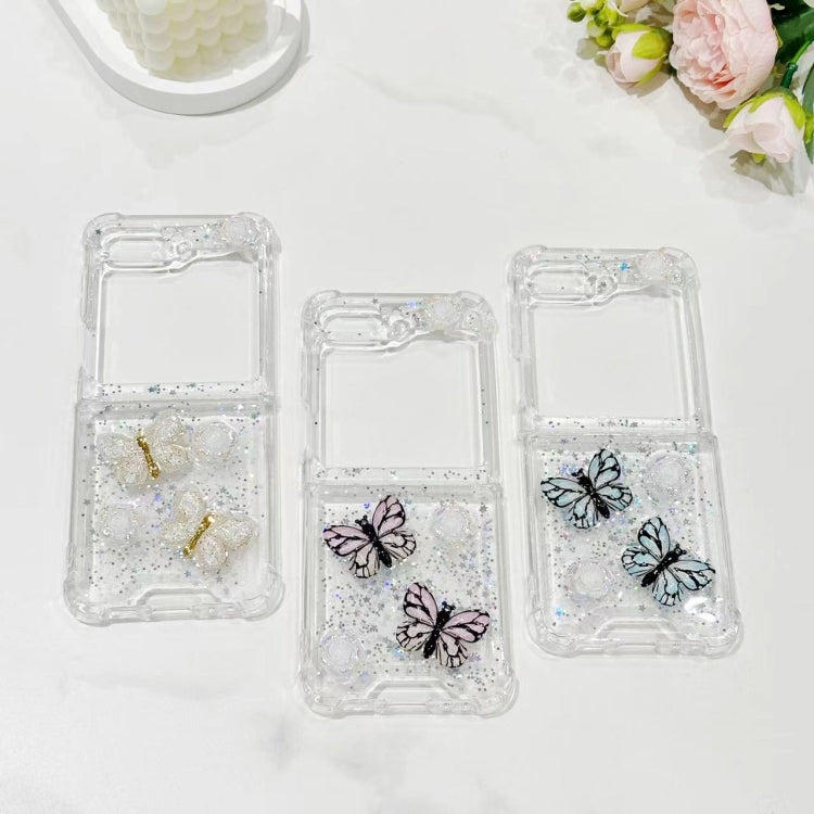 For Samsung Galaxy Z Flip5 Three-dimensional Butterfly Glitter TPU  Phone Case