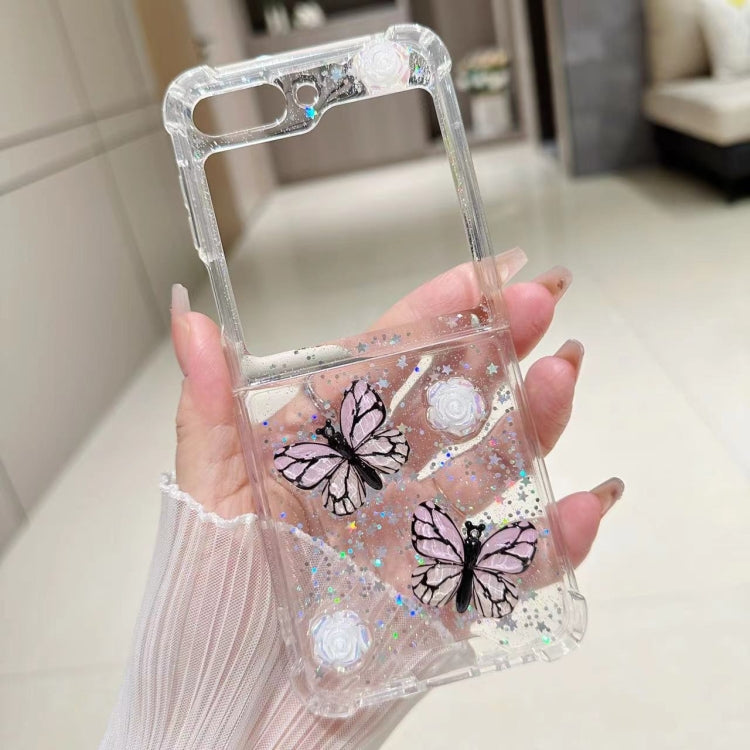 For Samsung Galaxy Z Flip5 Three-dimensional Butterfly Glitter TPU  Phone Case
