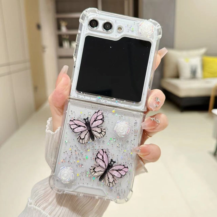 For Samsung Galaxy Z Flip5 Three-dimensional Butterfly Glitter TPU  Phone Case