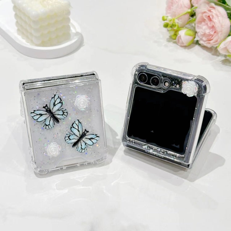 For Samsung Galaxy Z Flip5 Three-dimensional Butterfly Glitter TPU  Phone Case